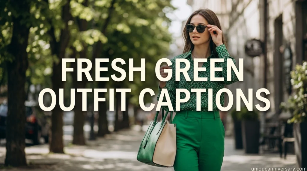 fresh green outfit captions