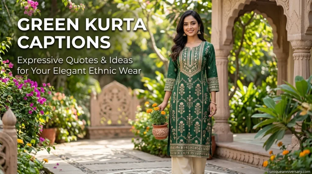 Green Kurta Captions