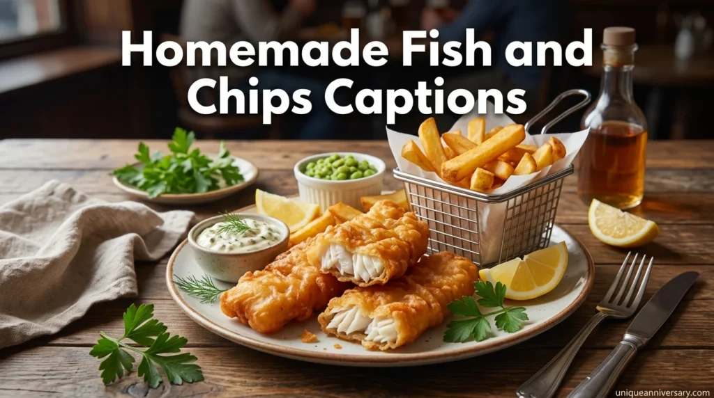 Homemade Fish and Chips Captions