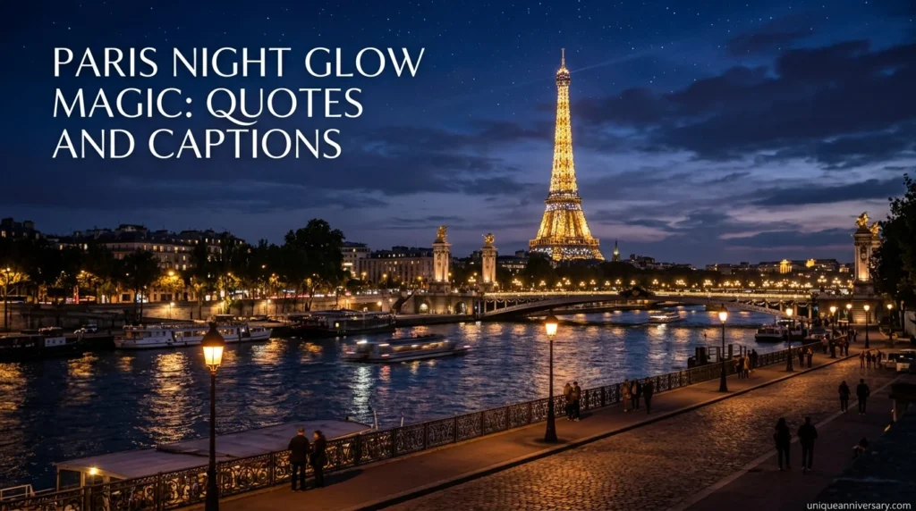 Paris Night Glow Magic Quotes and Captions