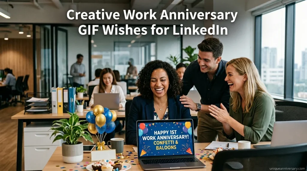 Creative Work Anniversary GIF Wishes for LinkedIn