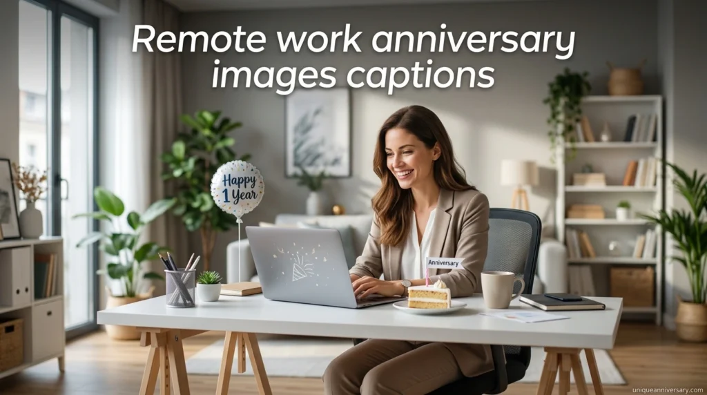 Remote work anniversary images captions